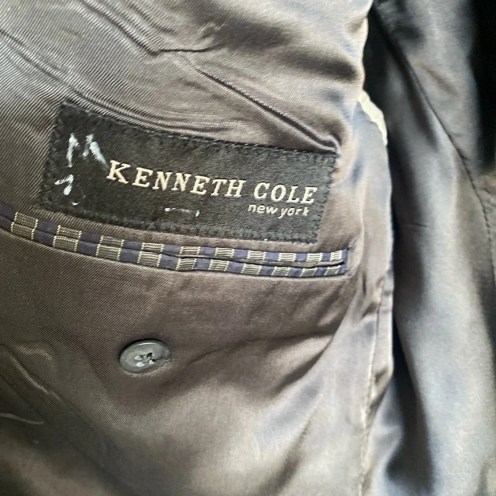 Keneth Cole‎ NY Men’s Suit 2 Piece Dark Gray Jacket 44L Pants 38X29 Flat Front